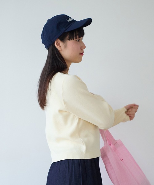 bulle de savon（ビュルデサボン）の「14G cotton クルーカーディガン（カーディガン/ボレロ・レディース・ブルー/アイボリー/ライム/レッド・FREE）」の7枚目の写真