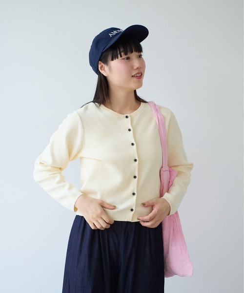 bulle de savon（ビュルデサボン）の「14G cotton クルーカーディガン（カーディガン/ボレロ・レディース・ブルー/アイボリー/ライム/レッド・FREE）」の5枚目の写真