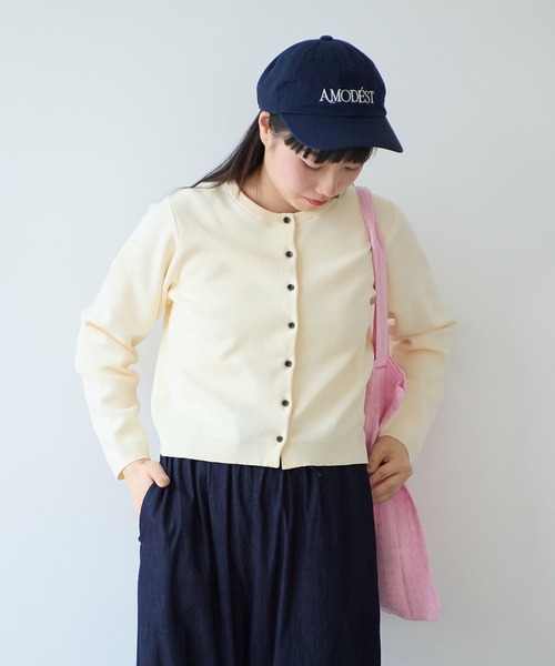 bulle de savon（ビュルデサボン）の「14G cotton クルーカーディガン（カーディガン/ボレロ・レディース・ブルー/アイボリー/ライム/レッド・FREE）」の8枚目の写真