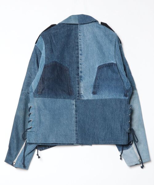 Children of the discordance(チルドレン オブ ザ ディスコ-ダンス)の「Children of the discordance / NY:VDENIM PATCHWORK W RIDERS JACKET / DISNYJK-001(ライダースジャケット・メンズ・ブルー/ブラック・2/1/3)」の3枚目の写真