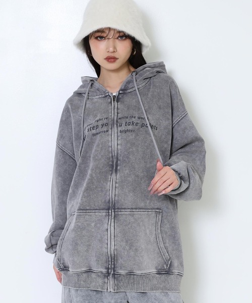 ANAP（アナップ）の「ピグメント サガラ刺繍 オーバーサイズ スウェットパーカー（パーカー・レディース・ピンク/ブラウン/グレー/ブラック・F）」の10枚目の写真