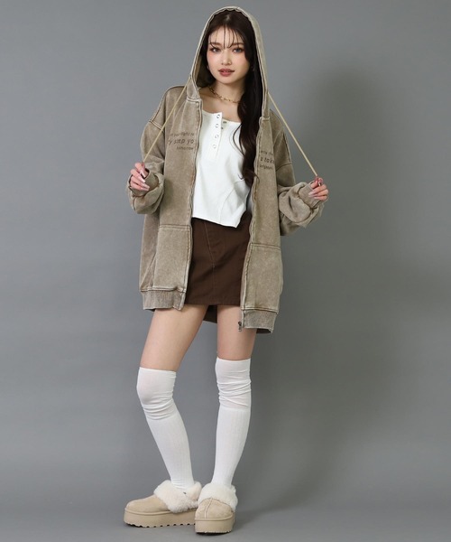 ANAP（アナップ）の「ピグメント サガラ刺繍 オーバーサイズ スウェットパーカー（パーカー・レディース・ピンク/ブラウン/グレー/ブラック・F）」の17枚目の写真