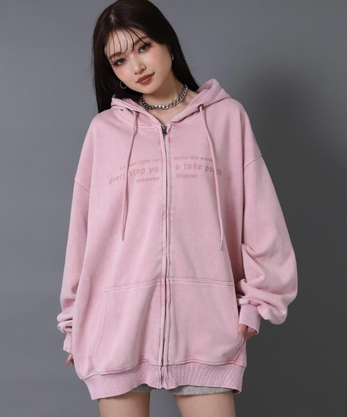 ピグメント サガラ刺繍 オーバーサイズ スウェットパーカー（パーカー