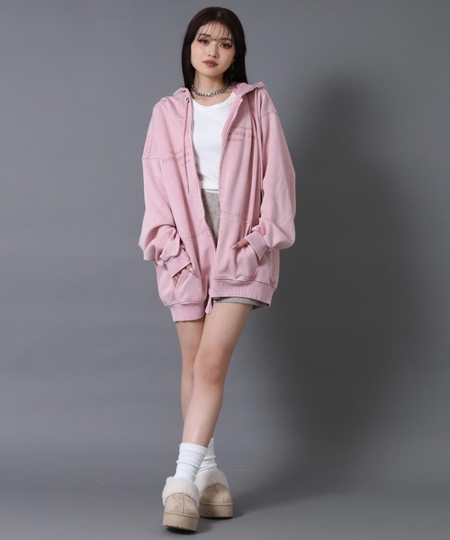 ANAP（アナップ）の「ピグメント サガラ刺繍 オーバーサイズ スウェットパーカー（パーカー・レディース・ピンク/ブラウン/グレー/ブラック・F）」の20枚目の写真