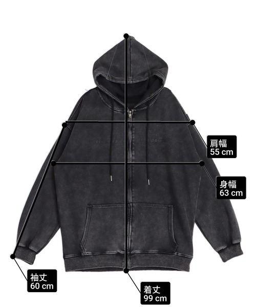 ピグメント サガラ刺繍 オーバーサイズ スウェットパーカー（パーカー