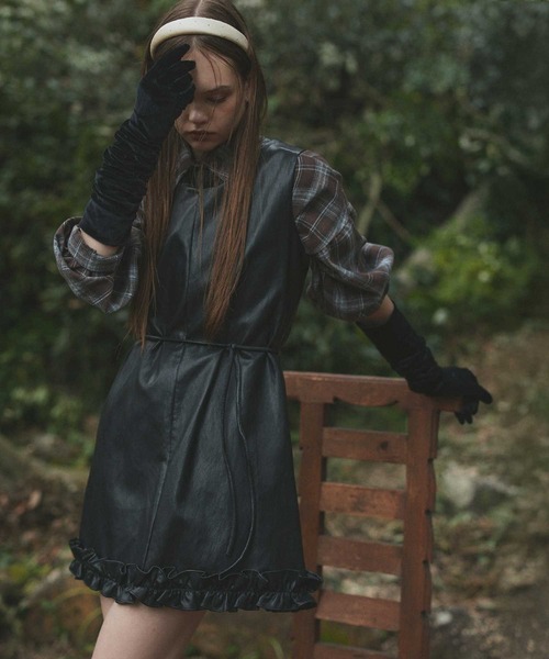 Riu【新品タグ付】フリル袖アシンメトリックミニワンピース Riu【新品