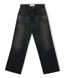 DEACON CARPENTER WIDE FIT DENIM JEANS / WASHED BLACK