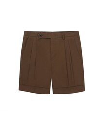 ツーピンタックテーパードバミューダパンツ_ブラウン