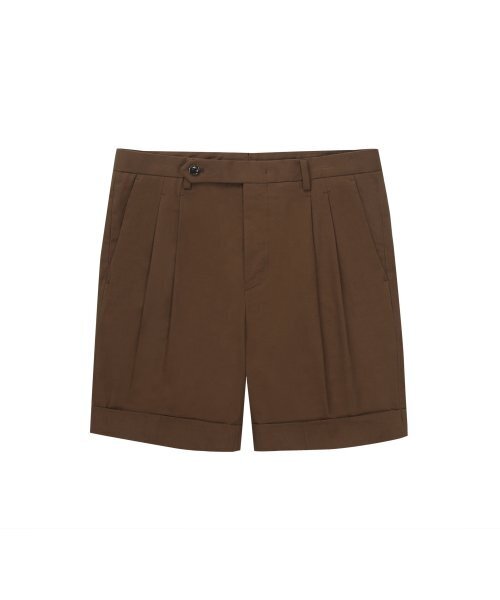 SOLEW(ソル)の「ツーピンタックテーパードバミューダパンツ_ブラウン(その他パンツ・メンズ・その他・SMALL/MEDIUM/LARGE)」の1枚目の写真