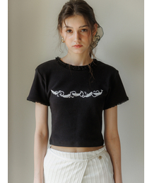 PSUCHE（プシュケ）の「Beluga Lace Crop Tee - Black（Tシャツ/カットソー）」