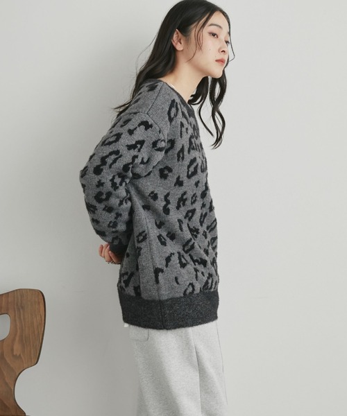 Doux archives（ドゥアルシーヴ）の「レオパードジャガードニット（ニット/セーター・レディース・チャコールグレー/ブラウン・FREE）」の15枚目の写真