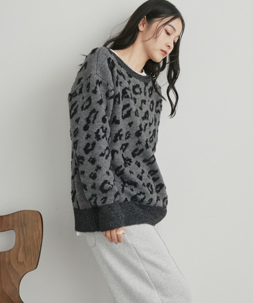 Doux archives（ドゥアルシーヴ）の「レオパードジャガードニット（ニット/セーター・レディース・チャコールグレー/ブラウン・FREE）」の16枚目の写真