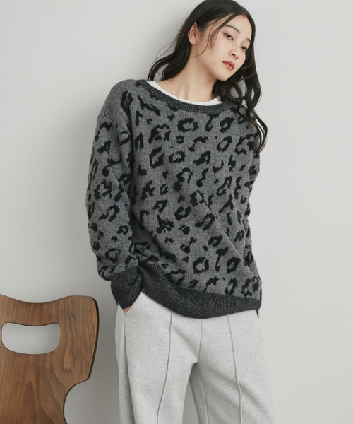 Doux archives（ドゥアルシーヴ）の「レオパードジャガードニット（ニット/セーター・レディース・チャコールグレー/ブラウン・FREE）」の17枚目の写真