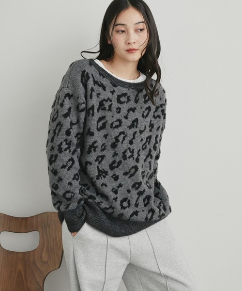 Doux archives（ドゥアルシーヴ）の「レオパードジャガードニット（ニット/セーター・レディース・チャコールグレー/ブラウン・FREE）」の18枚目の写真