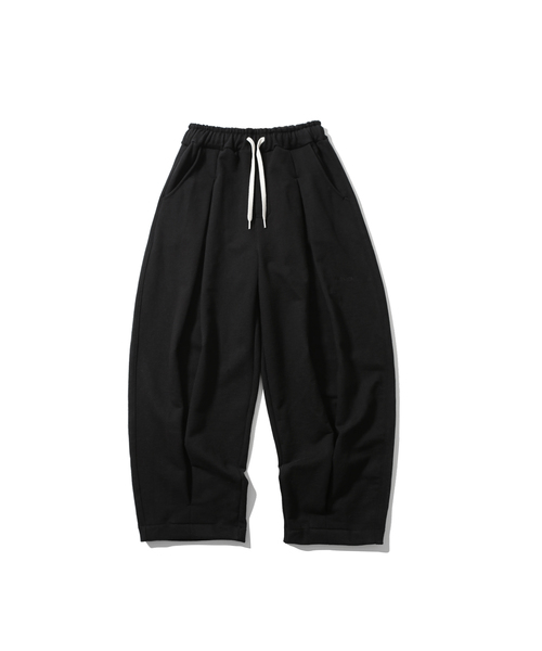 ANGLAN(アングラン)の「Valley Tuck Sweat Balloon Pants - Black(スウェットパンツ・メンズ・ブラック・FREE/2/1)」の1枚目の写真