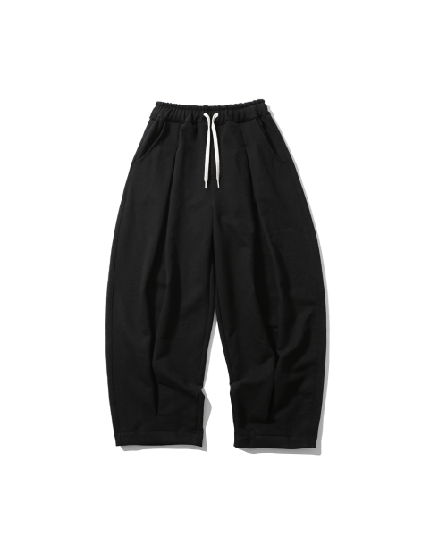 ANGLAN(アングラン)の「Valley Tuck Sweat Balloon Pants - Black(スウェットパンツ・メンズ・ブラック・FREE/2/1)」の2枚目の写真