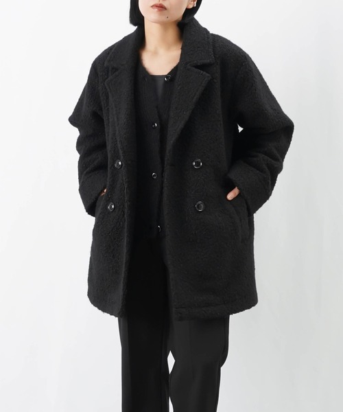 LUCA/LADY LUCK LUCA(ルカ/レディラックルカ)の「LC/LLL テーラーカラーダブルコート(テーラードジャケット・レディース・ブラック/ベージュ・FREE)」の2枚目の写真