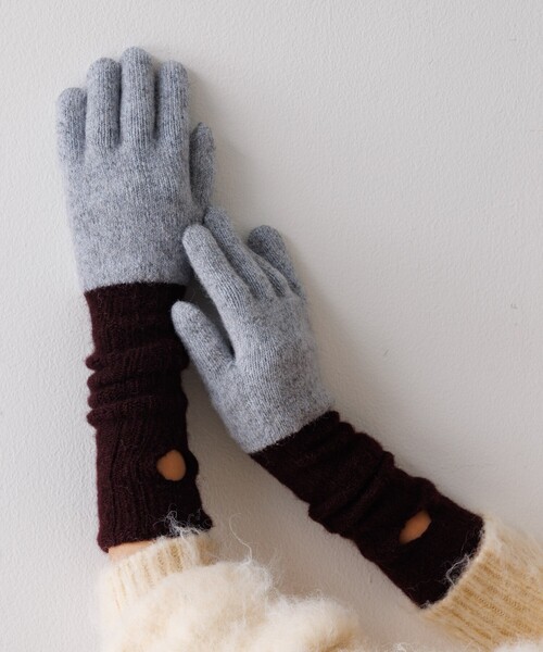 collex(コレックス)の「メリノウール アルパカ 2WAY グローブ 手袋(手袋・レディース・オフホワイト/ライトブルー/イエロー・フリー)」の1枚目の写真