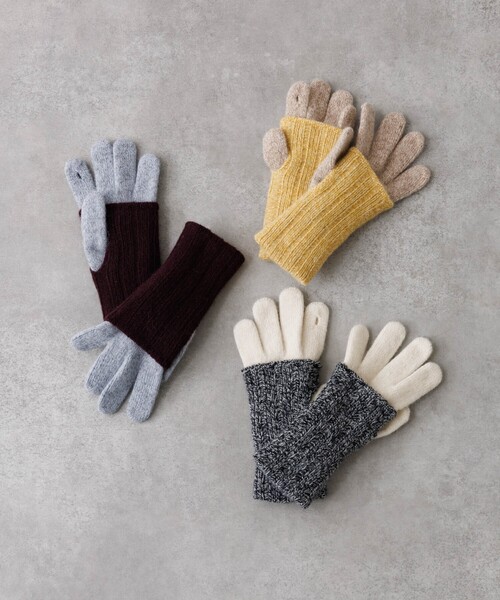 collex(コレックス)の「メリノウール アルパカ 2WAY グローブ 手袋(手袋・レディース・オフホワイト/ライトブルー/イエロー・フリー)」の4枚目の写真