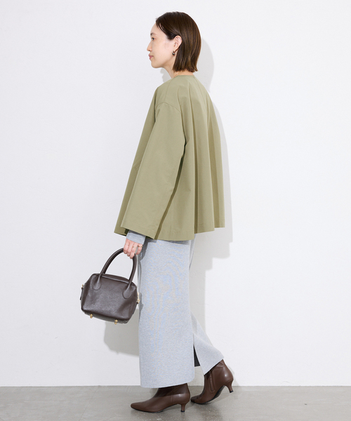 Traditional Weatherwear（トラディショナルウェザーウェア）の「TRADITIONAL WEATHERWEAR SLOBE別注 LINTON N/C SHORT（ノーカラーコート・レディース・カーキ・34/32）」の14枚目の写真