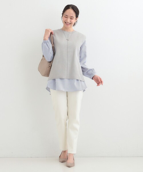 SHOO・LA・RUE(シューラルー)の「【洗濯機可/2点セット/S-LL】着回し自在 きれい見え ニットベスト+ブラウス(ニット/セーター・レディース・ダークブラウン・03/02/01/04)」の9枚目の写真