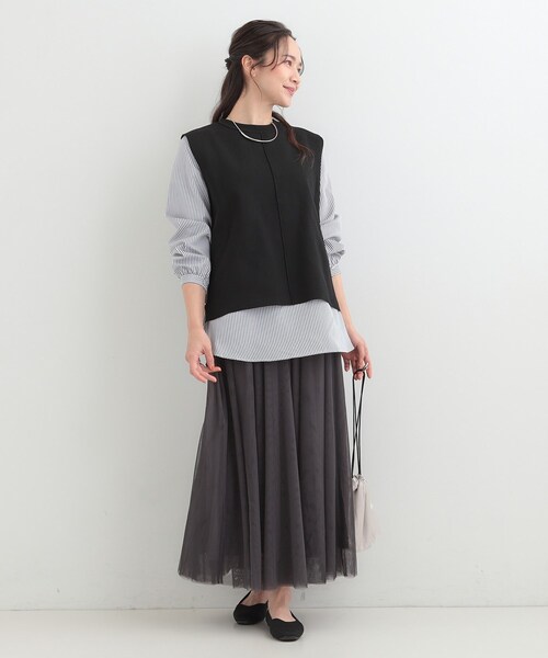 SHOO・LA・RUE(シューラルー)の「【洗濯機可/2点セット/S-LL】着回し自在 きれい見え ニットベスト+ブラウス(ニット/セーター・レディース・ダークブラウン・03/02/01/04)」の16枚目の写真
