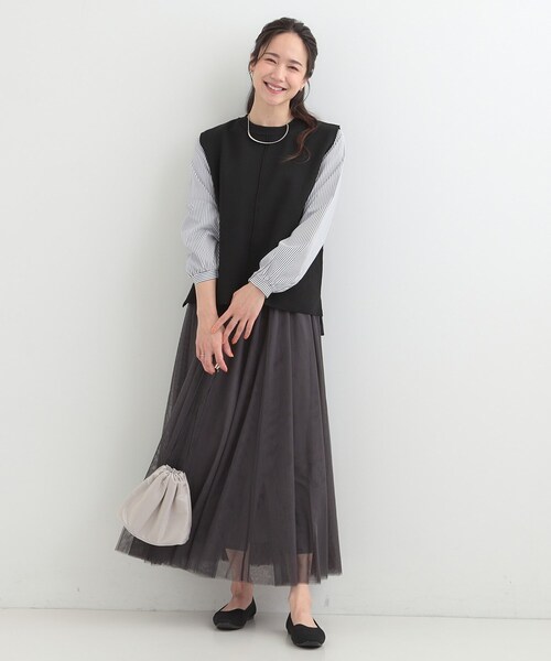 SHOO・LA・RUE(シューラルー)の「【洗濯機可/2点セット/S-LL】着回し自在 きれい見え ニットベスト+ブラウス(ニット/セーター・レディース・ダークブラウン・03/02/01/04)」の17枚目の写真