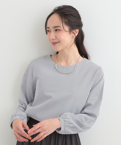 SHOO・LA・RUE(シューラルー)の「【洗濯機可/2点セット/S-LL】着回し自在 きれい見え ニットベスト+ブラウス(ニット/セーター・レディース・ダークブラウン・03/02/01/04)」の16枚目の写真