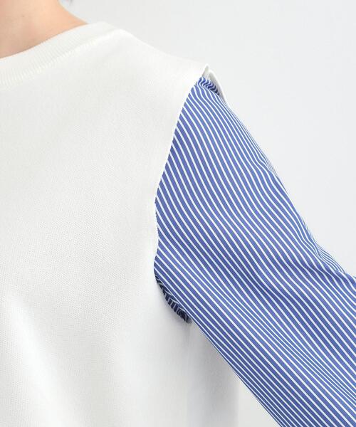 SHOO・LA・RUE(シューラルー)の「【洗濯機可/2点セット/S-LL】着回し自在 きれい見え ニットベスト+ブラウス(ニット/セーター・レディース・ダークブラウン・03/02/01/04)」の2枚目の写真