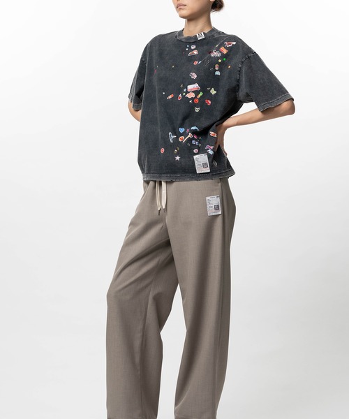 Maison MIHARA YASUHIRO（メゾンミハラヤスヒロ）の「Kids Sticker Print Bleached T-shirt（Tシャツ/カットソー・レディース・ブラック・40/38/36）」の5枚目の写真