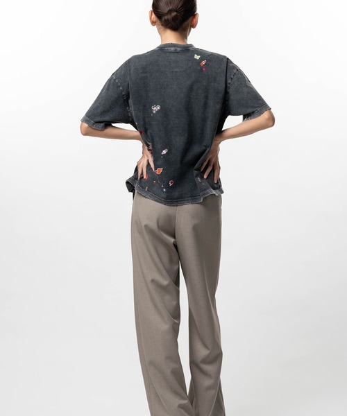 Maison MIHARA YASUHIRO（メゾンミハラヤスヒロ）の「Kids Sticker Print Bleached T-shirt（Tシャツ/カットソー・レディース・ブラック・40/38/36）」の6枚目の写真