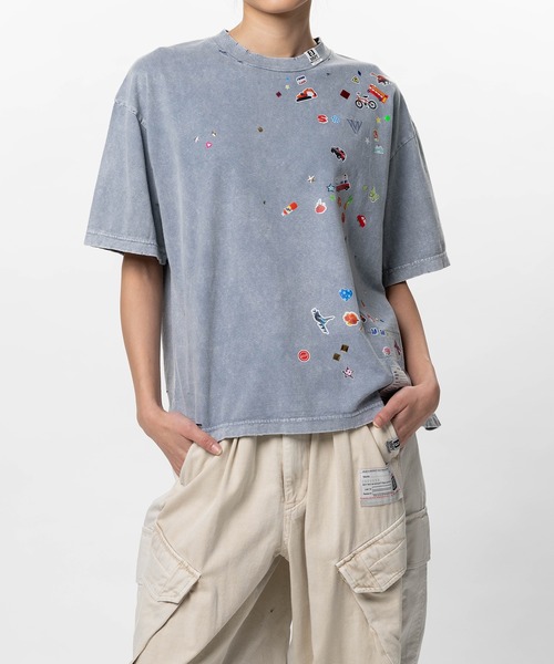 Maison MIHARA YASUHIRO（メゾンミハラヤスヒロ）の「Kids Sticker Print Bleached T-shirt（Tシャツ/カットソー・レディース・ブラック・40/38/36）」の11枚目の写真