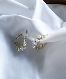 lus.（ラスドット）の「lus. パールラインストーンフープピアス（ピアス（両耳用））」