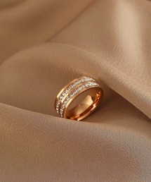 Rennet（レネット）の「【 金属アレルギー対応 】 ステンレス ダブルラインストーンリング（リング）」