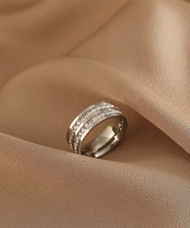 Rennet（レネット）の「【 金属アレルギー対応 】 ステンレス ダブルラインストーンリング（リング）」