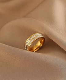 Rennet（レネット）の「【 金属アレルギー対応 】 ステンレス ダブルラインストーンリング（リング）」