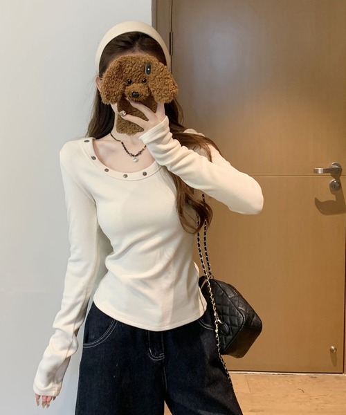 NANEA（ナネア）の「スタッズデザインワイドネックカットソー（Tシャツ/カットソー・レディース・ブラック/グレー/ホワイト・SMALL/MEDIUM/LARGE）」の21枚目の写真