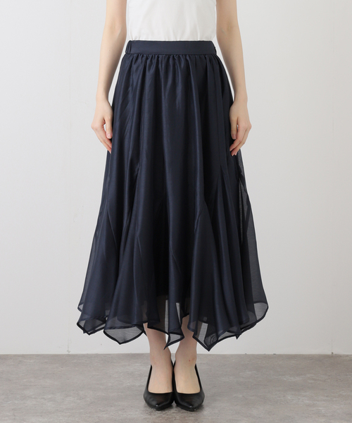 La TOTALITE（ラトータリテ）の「【洗える】シアーランダムヘムスカート（スカート・レディース・ネイビー/バーガンディー/イエロー・38/36）」の9枚目の写真