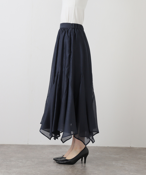 La TOTALITE（ラトータリテ）の「【洗える】シアーランダムヘムスカート（スカート・レディース・ネイビー/バーガンディー/イエロー・38/36）」の10枚目の写真