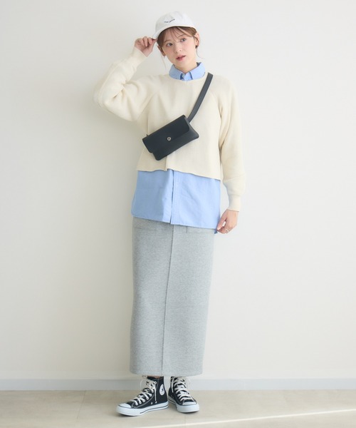 KATHARINE ROSS（キャサリンロス）の「【KATHARINE ROSS】時短レイヤードセット（ニット/セーター・レディース・アイボリー/ライトブルー/オレンジ・FREE）」の4枚目の写真