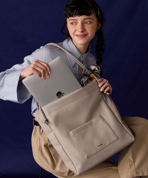BONLECILL Marche(ボンルシールマルシェ)の「【BONLECILL Marche】《A4収納》ナローハンドルトートバッグ(トートバッグ・レディース・ブラック/グレー/アイボリー・FREE)」の3枚目の写真