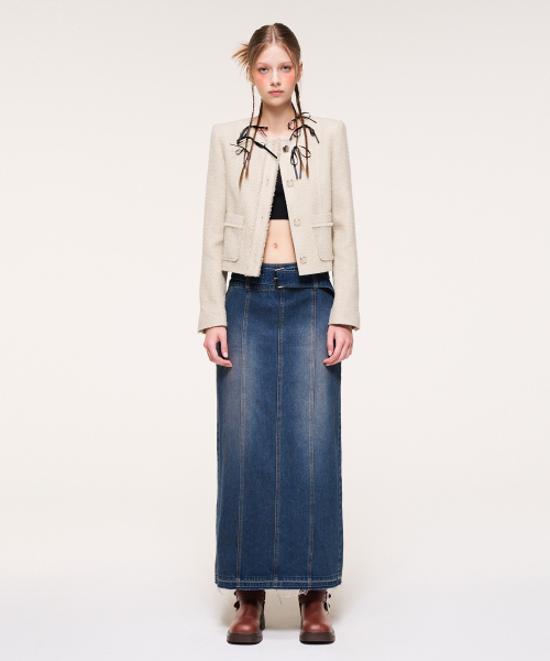 ETMON（エトモン）の「Wide Belt Long Denim Skirt, Blue（スカート・レディース・その他・M/S）」の4枚目の写真