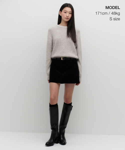 MUSINSA STANDARD WOMAN（ムシンサスタンダードウーマン）の「ウィメンズミックスドヤンクルーネックニット[オートミール]（ニット/セーター・レディース・その他・SMALL/MEDIUM/LARGE/X-SMALL）」の2枚目の写真