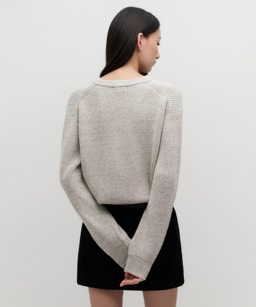 MUSINSA STANDARD WOMAN（ムシンサスタンダードウーマン）の「ウィメンズミックスドヤンクルーネックニット[オートミール]（ニット/セーター・レディース・その他・SMALL/MEDIUM/LARGE/X-SMALL）」の3枚目の写真