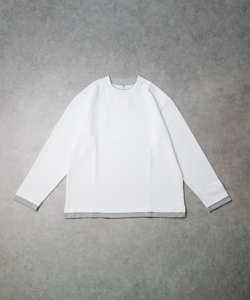 NO WAY(ノーウェイ)の「/ハニカムストレッチ レイヤード風Tシャツ/(Tシャツ/カットソー・レディース・ホワイト/グレー/ブラック・MEDIUM/LARGE)」の2枚目の写真