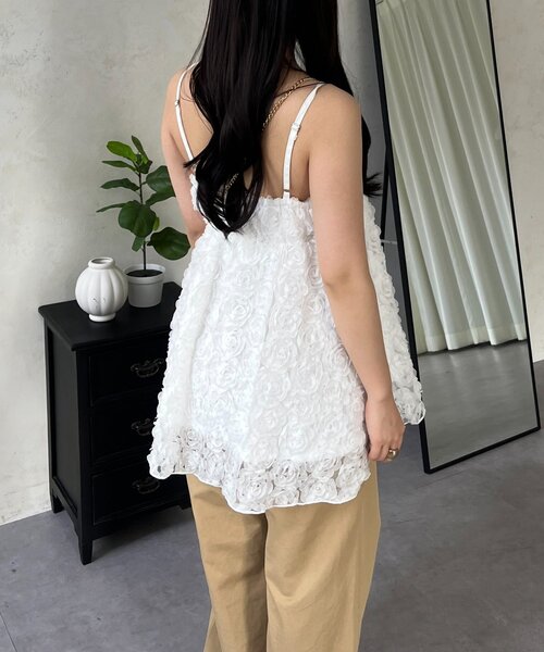 prose verse（プロズヴェール）の「3DフラワーVネックビスチェ（キャミソール・レディース・ブラック/オフホワイト・LARGE/MEDIUM）」の12枚目の写真