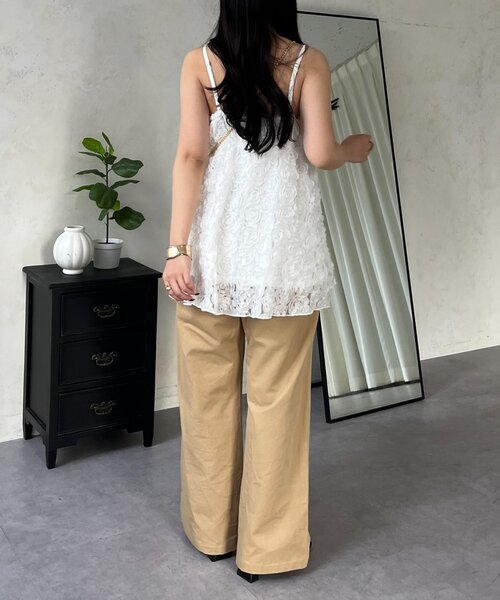 prose verse（プロズヴェール）の「3DフラワーVネックビスチェ（キャミソール・レディース・ブラック/オフホワイト・LARGE/MEDIUM）」の22枚目の写真