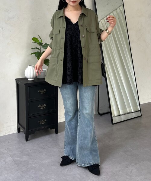 prose verse（プロズヴェール）の「3DフラワーVネックビスチェ（キャミソール・レディース・ブラック/オフホワイト・LARGE/MEDIUM）」の3枚目の写真