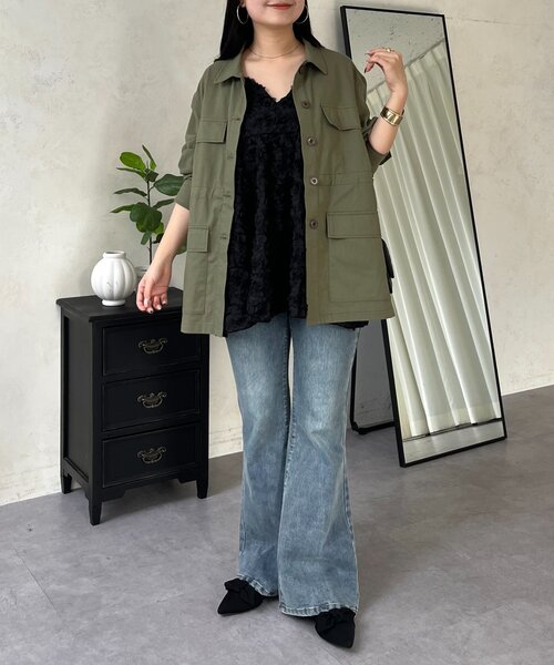 prose verse（プロズヴェール）の「3DフラワーVネックビスチェ（キャミソール・レディース・ブラック/オフホワイト・LARGE/MEDIUM）」の6枚目の写真