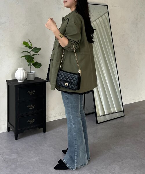 prose verse（プロズヴェール）の「3DフラワーVネックビスチェ（キャミソール・レディース・ブラック/オフホワイト・LARGE/MEDIUM）」の17枚目の写真